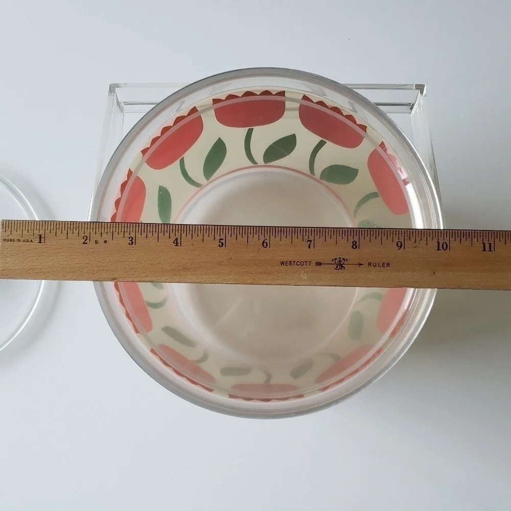 Vintage Mid Century Red Tulip Acrylic with Lid Ice Bucket